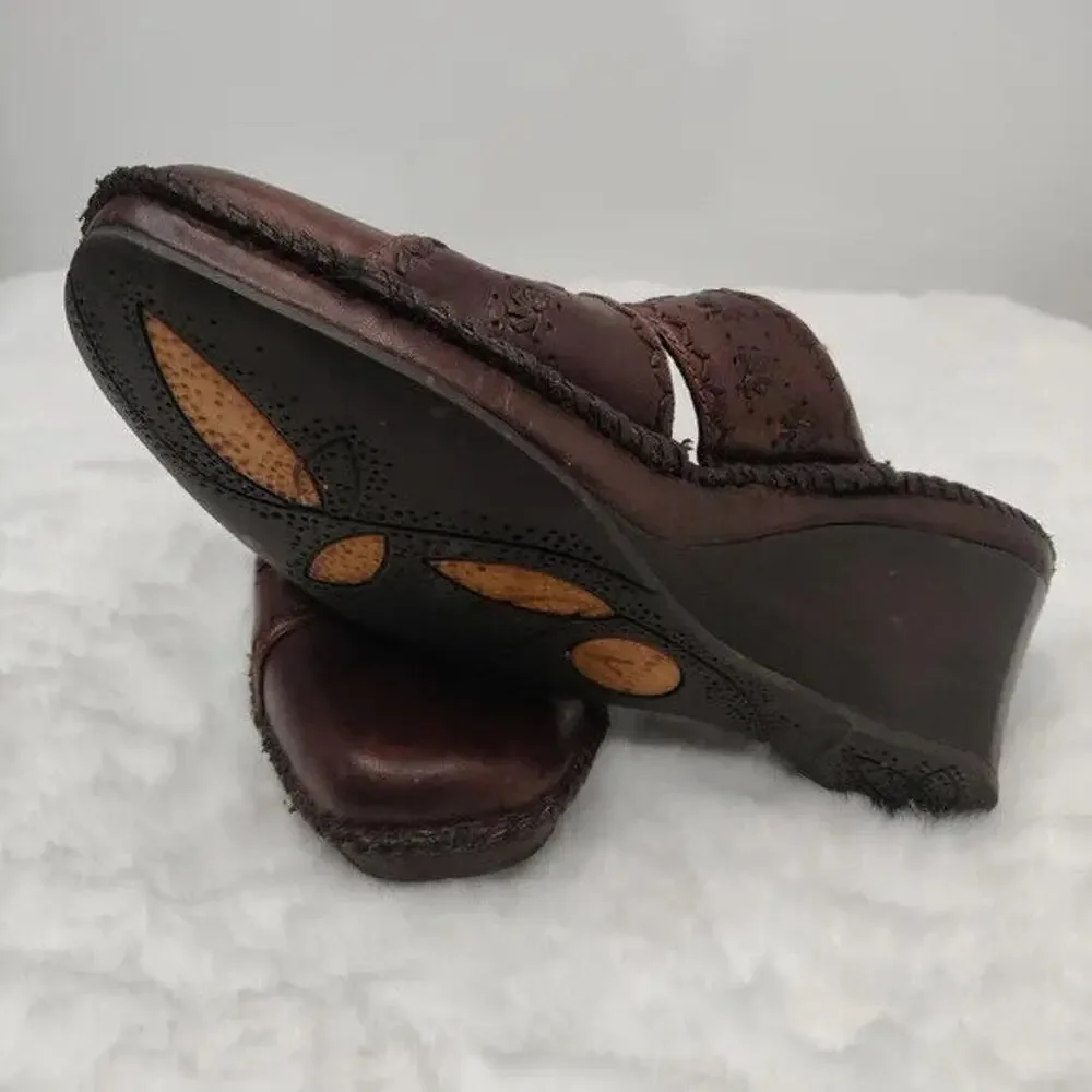 Clark’s brown Leather Wedge Mule sz 9